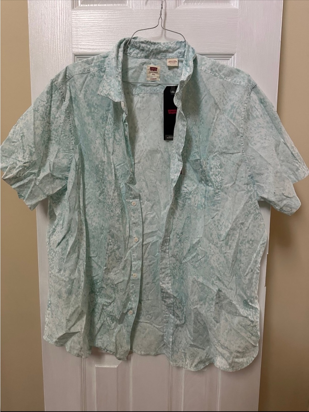 New Levi's Light Mint Wash Short Sleeve Button-Up Shirt size xxl